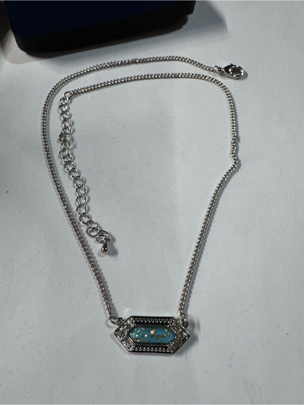 Montana Silversmiths Turquoise Hexagon Pendant Necklace with Silver Accents - Picture 5 of 6